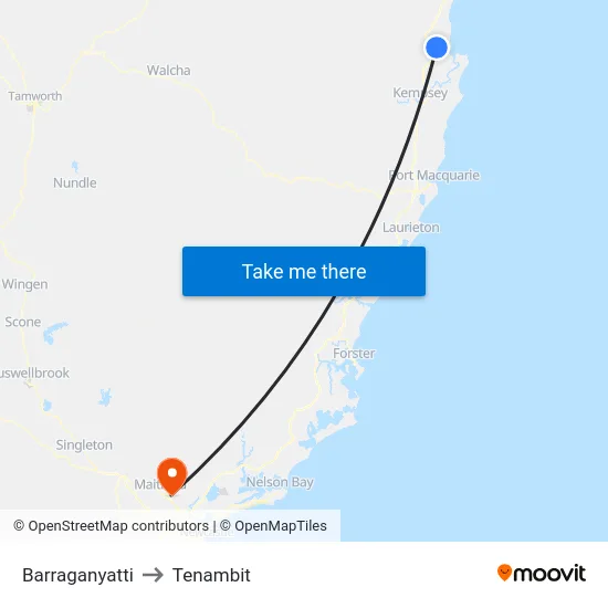 Barraganyatti to Tenambit map