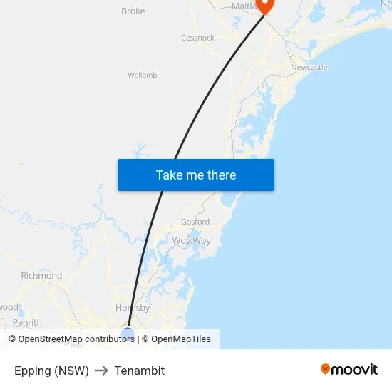 Epping (NSW) to Tenambit map