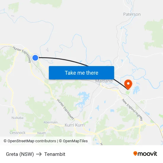 Greta (NSW) to Tenambit map