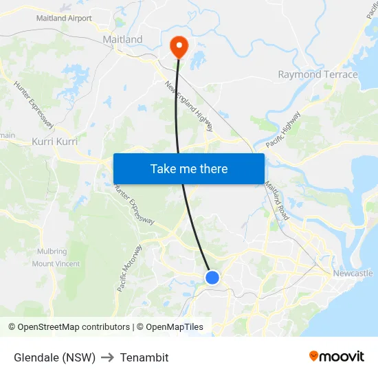 Glendale (NSW) to Tenambit map