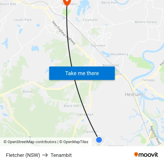 Fletcher (NSW) to Tenambit map