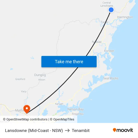 Lansdowne (Mid-Coast - NSW) to Tenambit map