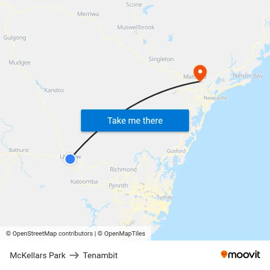 McKellars Park to Tenambit map