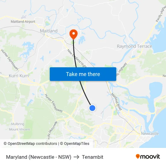 Maryland (Newcastle - NSW) to Tenambit map