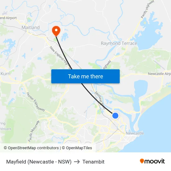 Mayfield (Newcastle - NSW) to Tenambit map