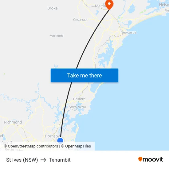 St Ives (NSW) to Tenambit map
