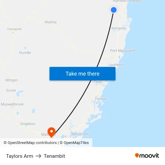 Taylors Arm to Tenambit map
