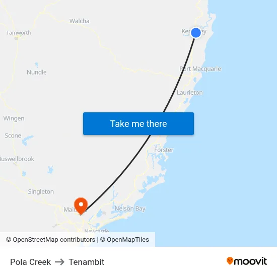 Pola Creek to Tenambit map