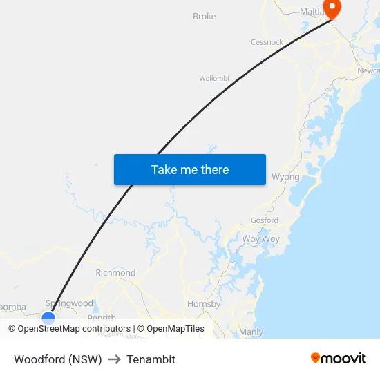 Woodford (NSW) to Tenambit map