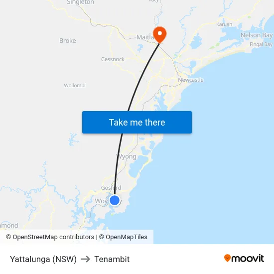 Yattalunga (NSW) to Tenambit map