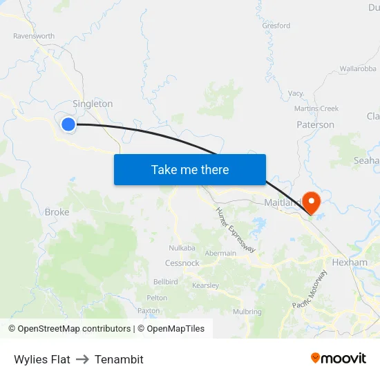 Wylies Flat to Tenambit map