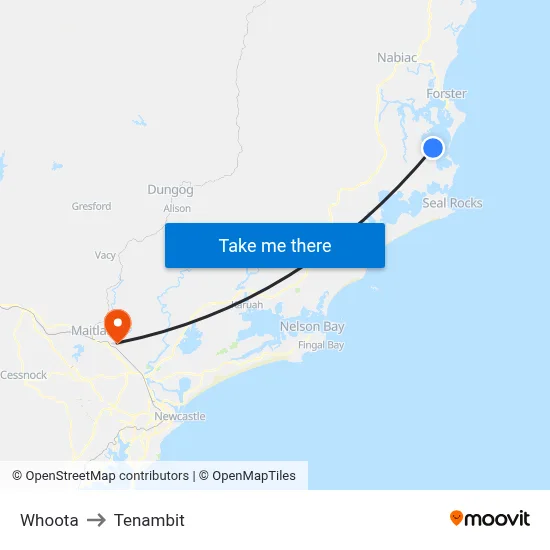 Whoota to Tenambit map