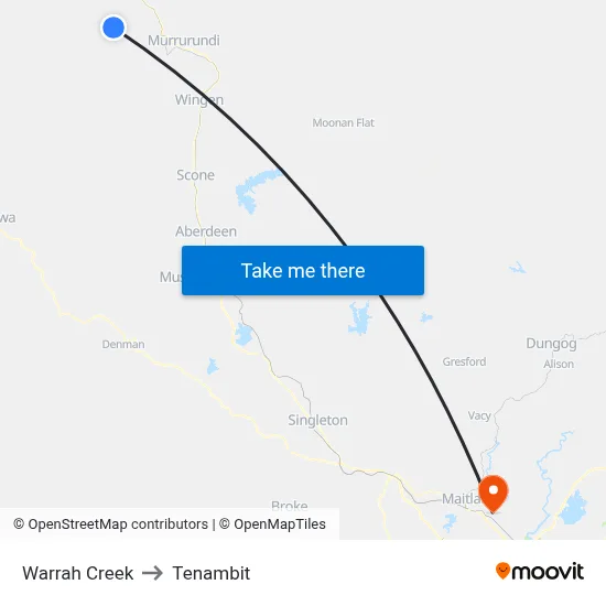 Warrah Creek to Tenambit map
