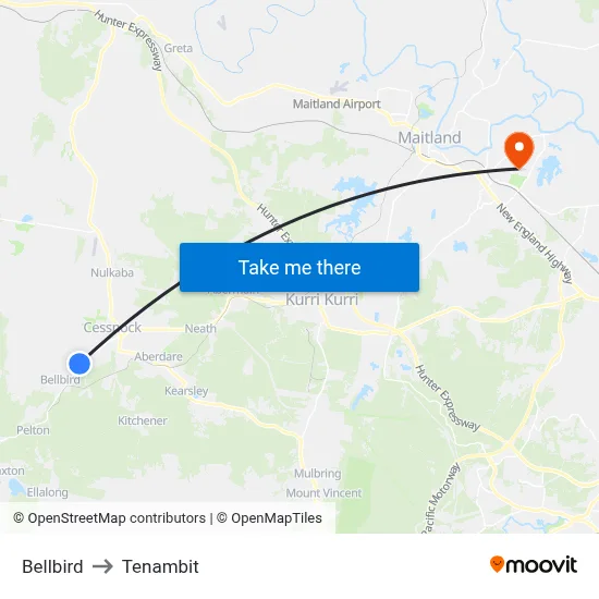 Bellbird to Tenambit map