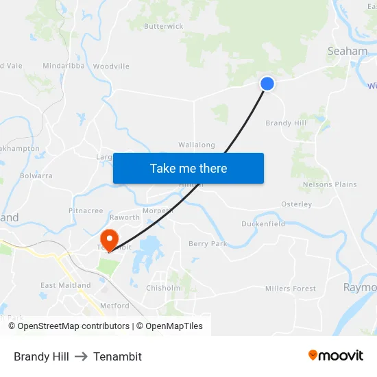 Brandy Hill to Tenambit map