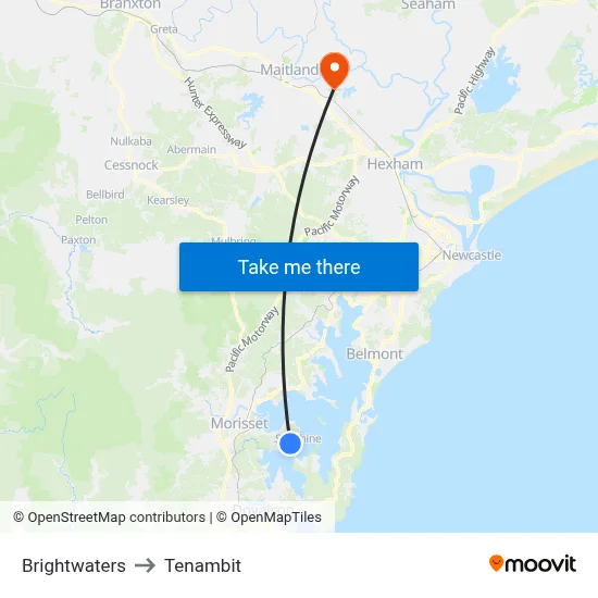 Brightwaters to Tenambit map