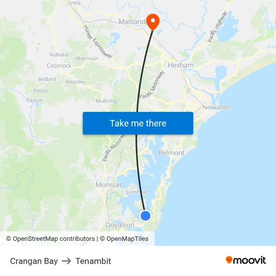 Crangan Bay to Tenambit map