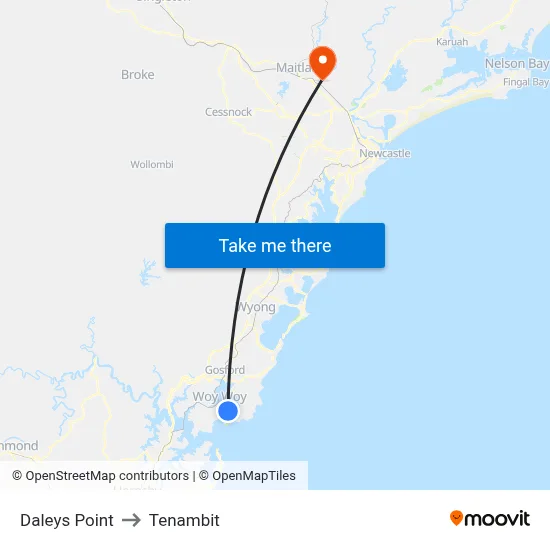 Daleys Point to Tenambit map