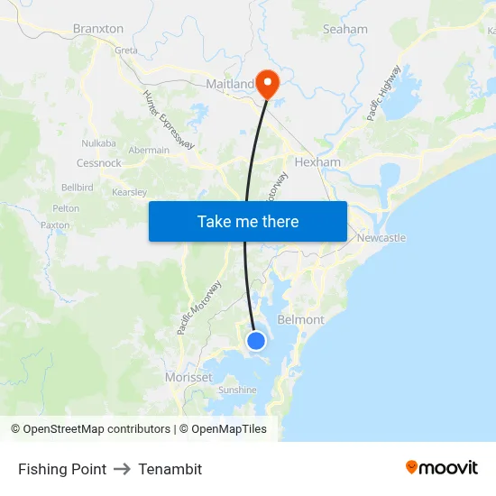 Fishing Point to Tenambit map