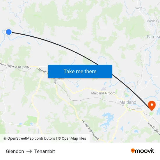 Glendon to Tenambit map