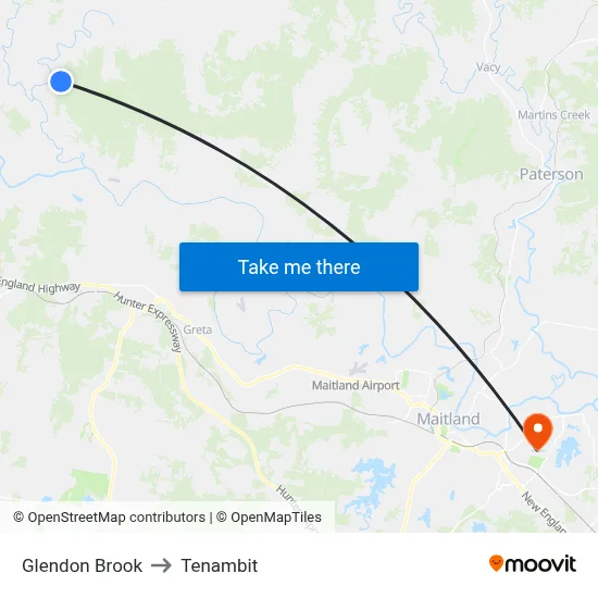 Glendon Brook to Tenambit map