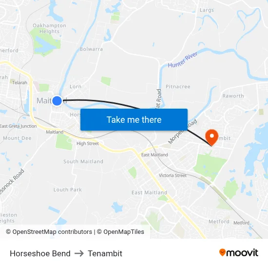 Horseshoe Bend to Tenambit map