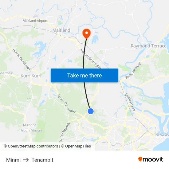 Minmi to Tenambit map