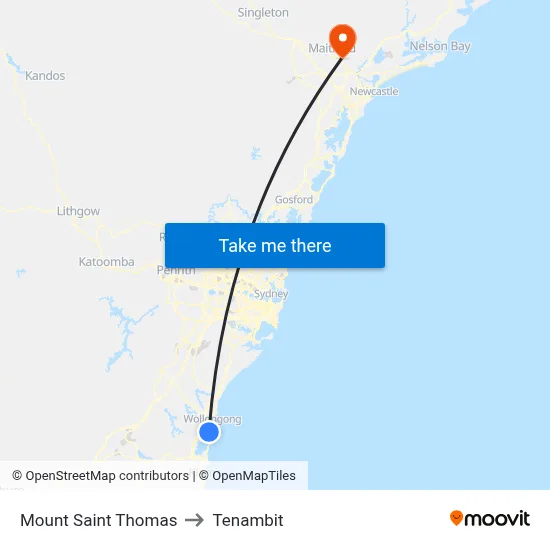 Mount Saint Thomas to Tenambit map
