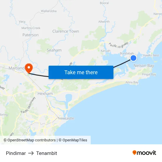 Pindimar to Tenambit map