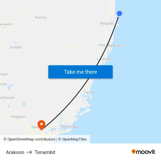 Arakoon to Tenambit map