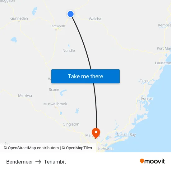 Bendemeer to Tenambit map