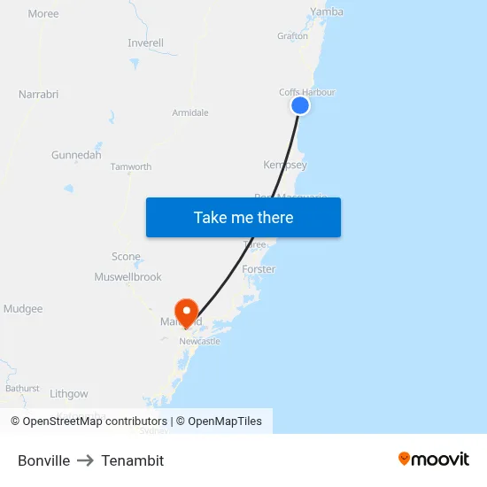 Bonville to Tenambit map