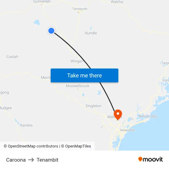 Caroona to Tenambit map