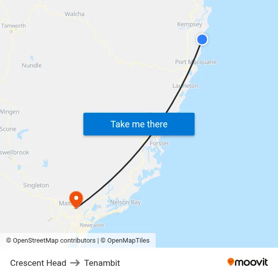 Crescent Head to Tenambit map