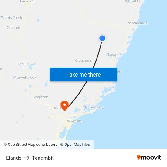 Elands to Tenambit map