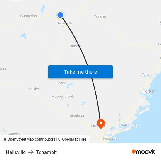 Hallsville to Tenambit map