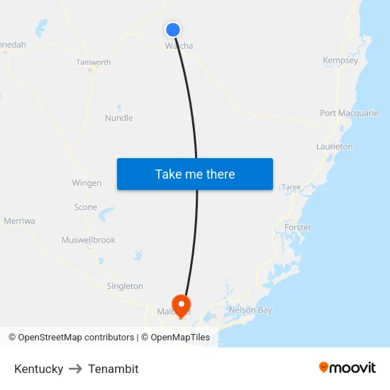 Kentucky to Tenambit map