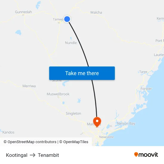Kootingal to Tenambit map