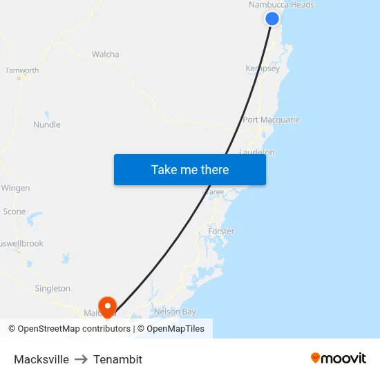 Macksville to Tenambit map