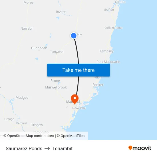 Saumarez Ponds to Tenambit map
