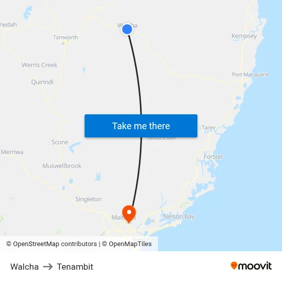 Walcha to Tenambit map