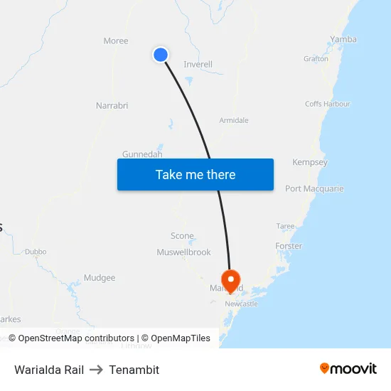 Warialda Rail to Tenambit map