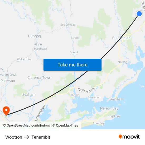 Wootton to Tenambit map