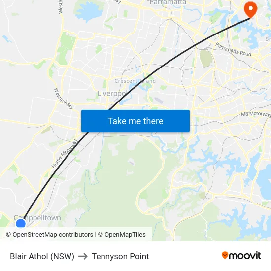 Blair Athol (NSW) to Tennyson Point map
