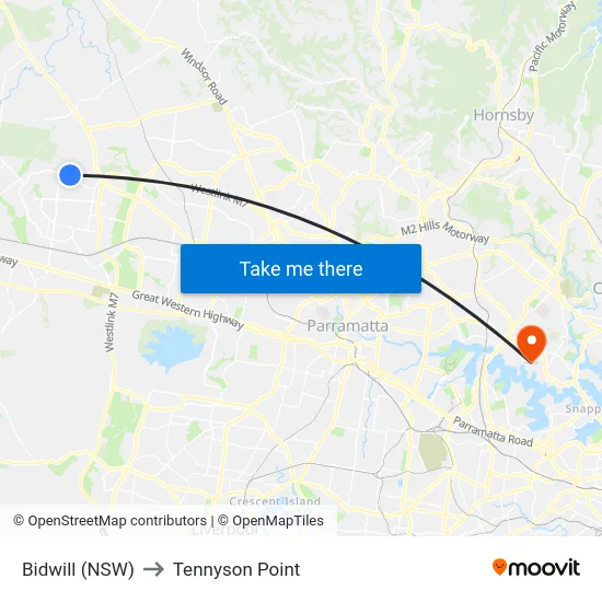 Bidwill (NSW) to Tennyson Point map