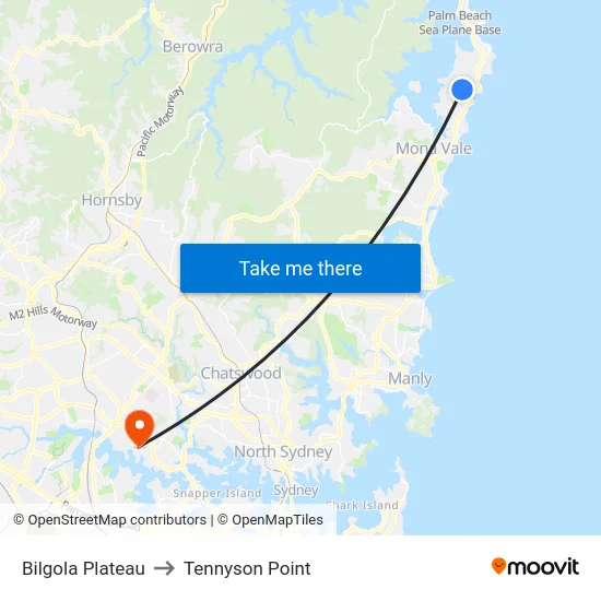 Bilgola Plateau to Tennyson Point map