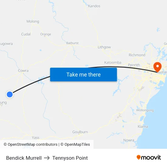Bendick Murrell to Tennyson Point map