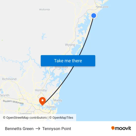 Bennetts Green to Tennyson Point map