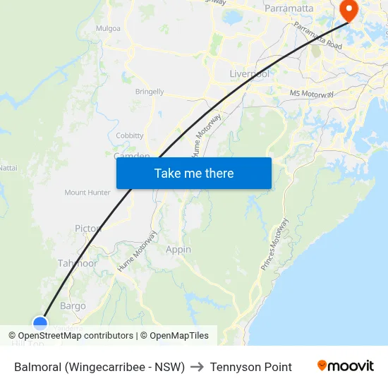 Balmoral (Wingecarribee - NSW) to Tennyson Point map