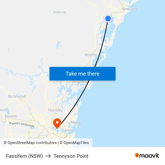 Fassifern (NSW) to Tennyson Point map